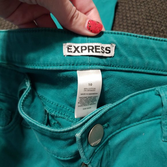 Express teal skinny jean size 10